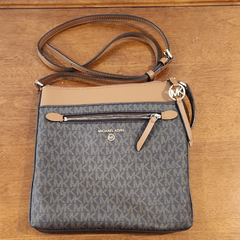 Michael Kors The Jet Set Signature Logo Small Flat Crossbody Bag